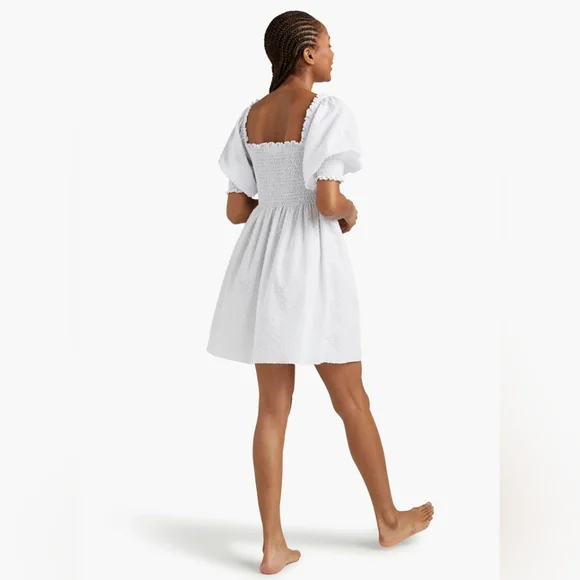 Hill House The Athena Nap Dress in Sheer White Swiss Dot - Picture 3 of 11